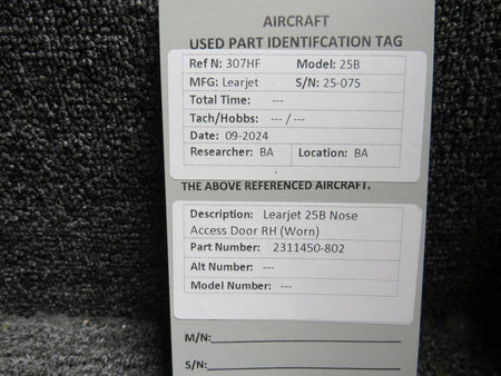 Learjet 2311450-802 Learjet 25B Nose Access Door RH (Worn)