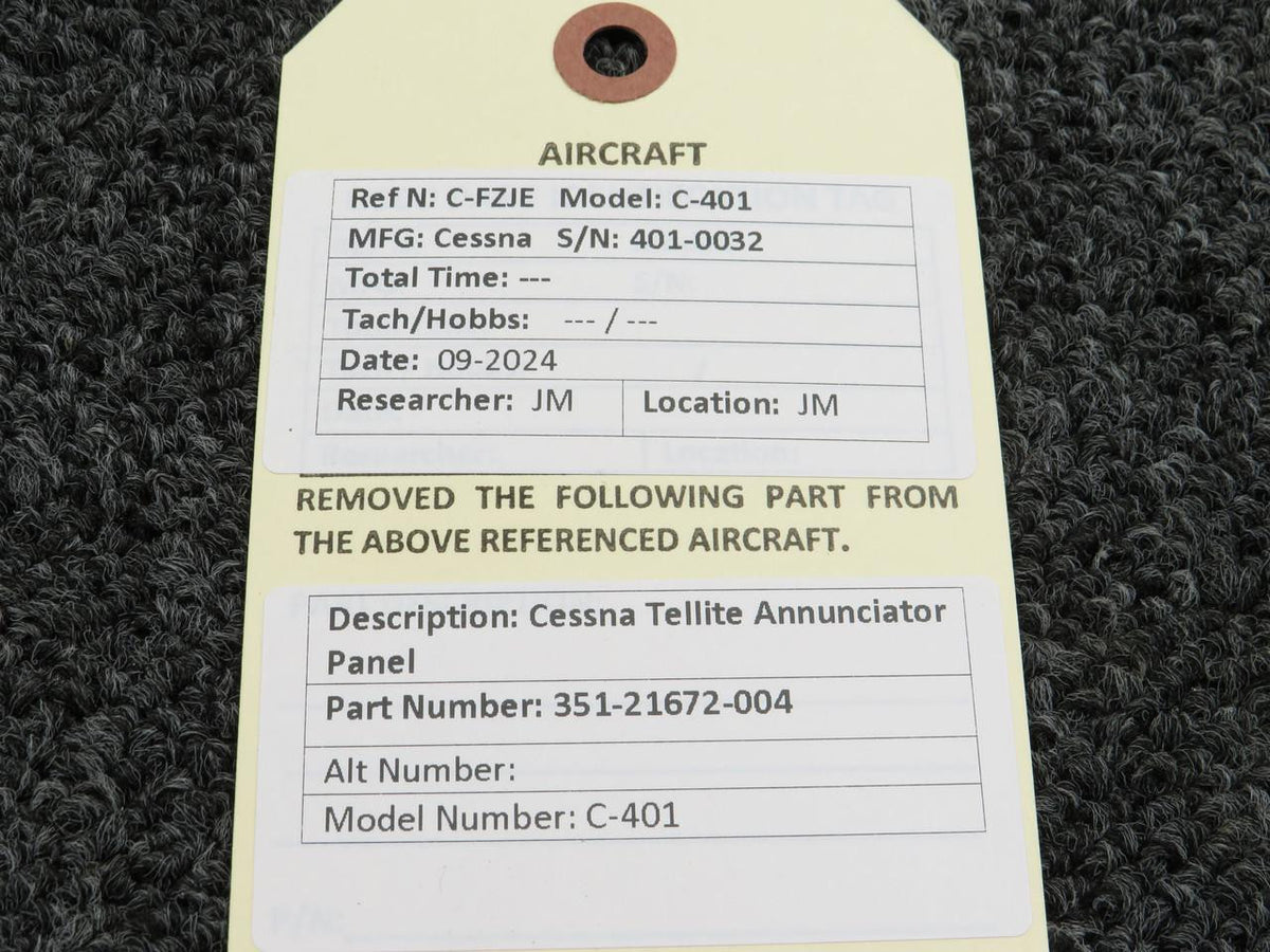 Tellite 351-21672-004 Cessna C-401 Tellite Annunciator Panel
