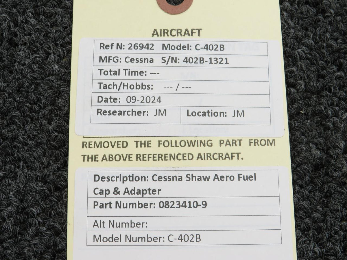 Shaw Aero 0823410-9 Cessna C-402B Shaw Aero Fuel Cap & Adapter