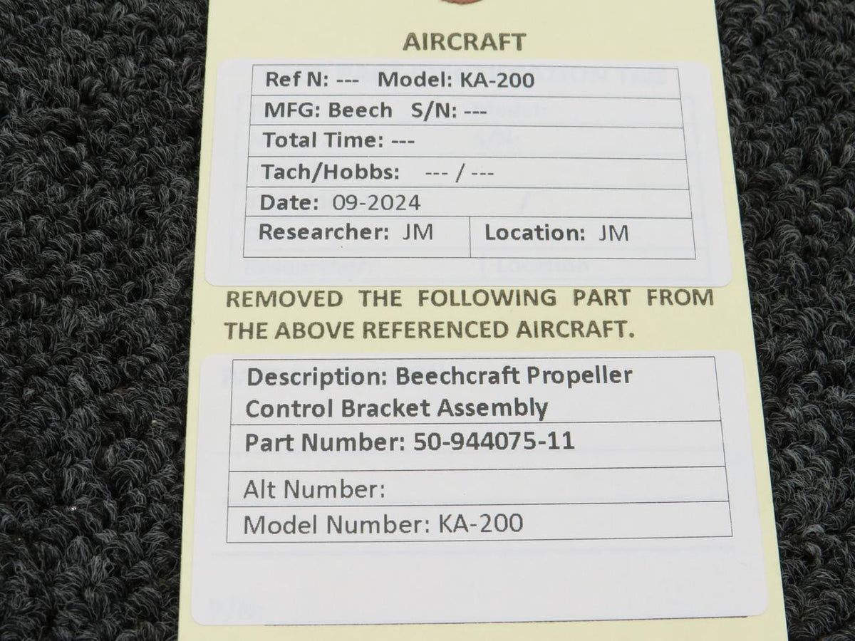 Beechcraft Parts 50-944075-11 Beechcraft KA-200 Propeller Control Bracket Assembly
