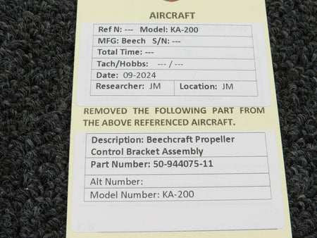 Beechcraft Parts 50-944075-11 Beechcraft KA-200 Propeller Control Bracket Assembly