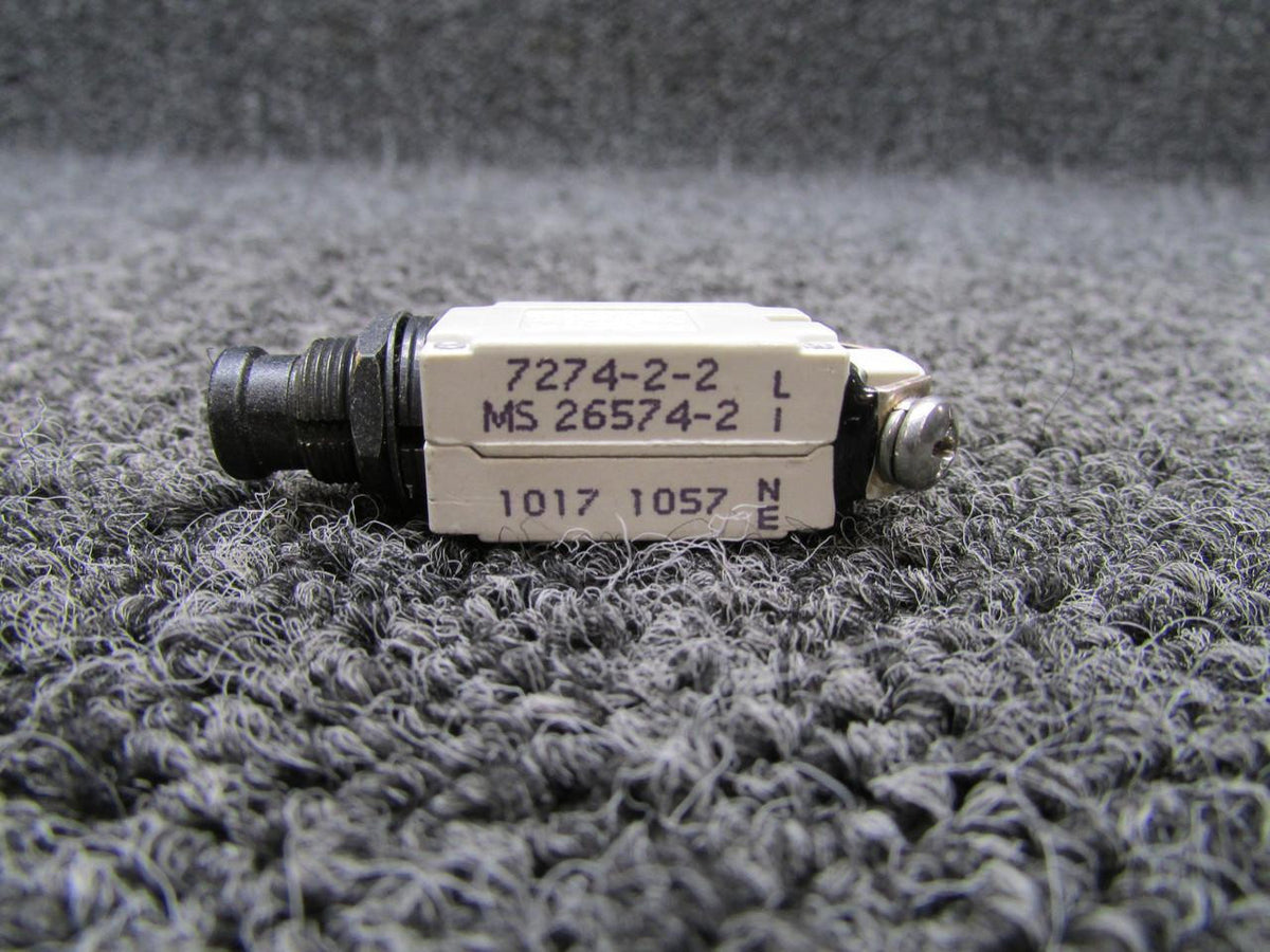 Klixon 7274-2-2 (Alt: MS26574-2) Klixon Circuit Breaker (2 Amps)