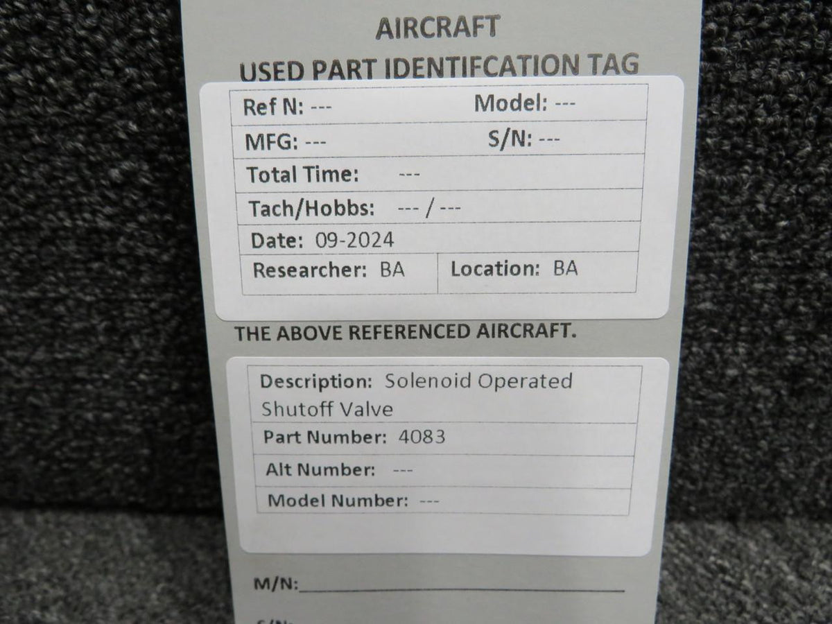 Does Not Apply 4083 Solenoid Operated Shutoff Valve