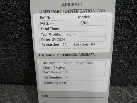 Does Not Apply 4083 Solenoid Operated Shutoff Valve