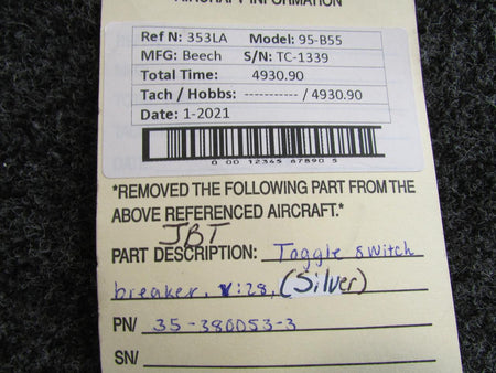 JBT 35-380053-3 J-B-T Toggle Switch Breaker (Silver)