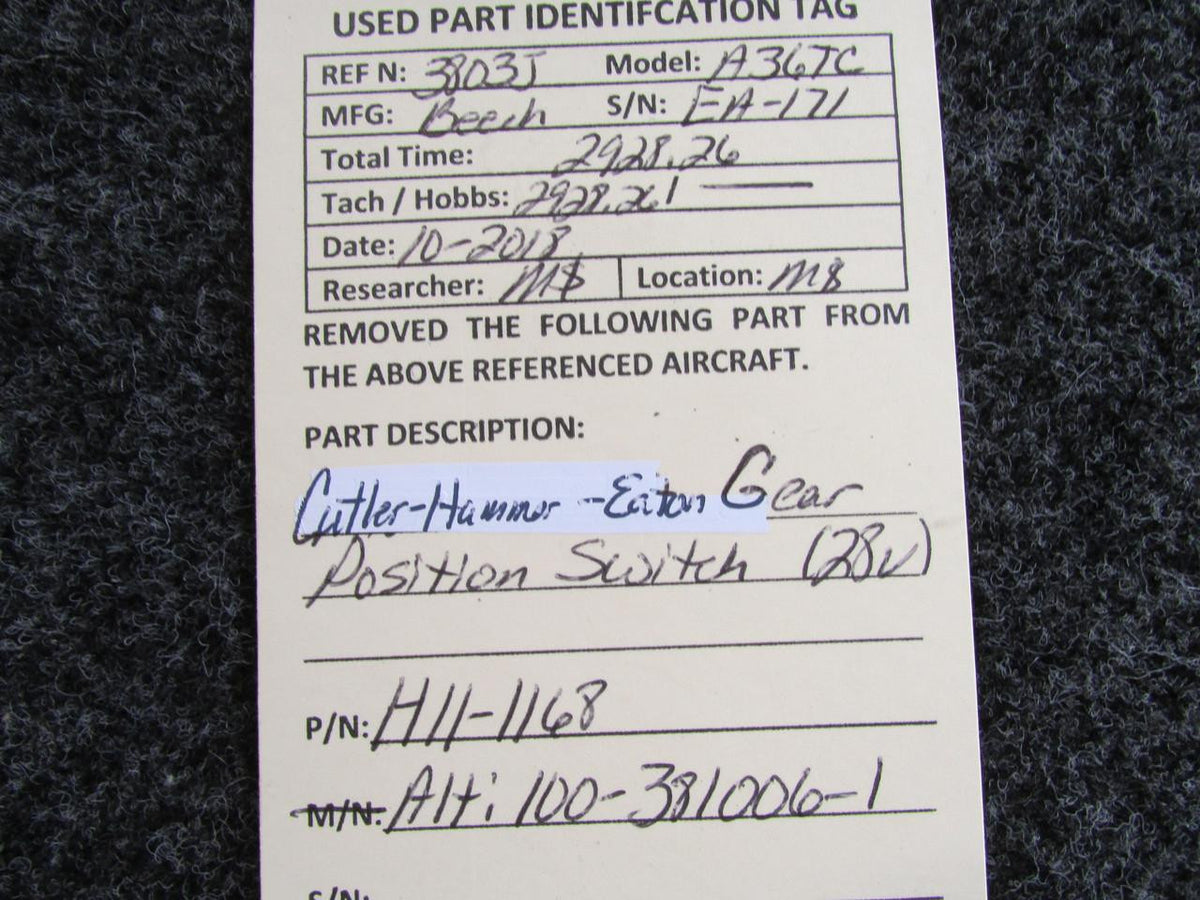 Cutler-Hammer / Eaton H11-1168 (Alt: 100-381006-1) Cutler-Hammer, Eaton Gear Position Switch