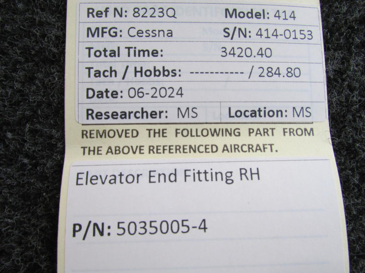 Cessna Aircraft Parts 5035005-4 Cessna 414 Elevator End Fitting RH