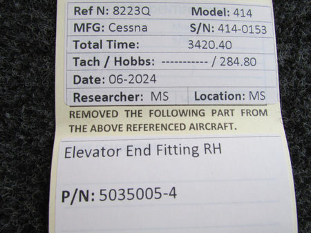 Cessna Aircraft Parts 5035005-4 Cessna 414 Elevator End Fitting RH
