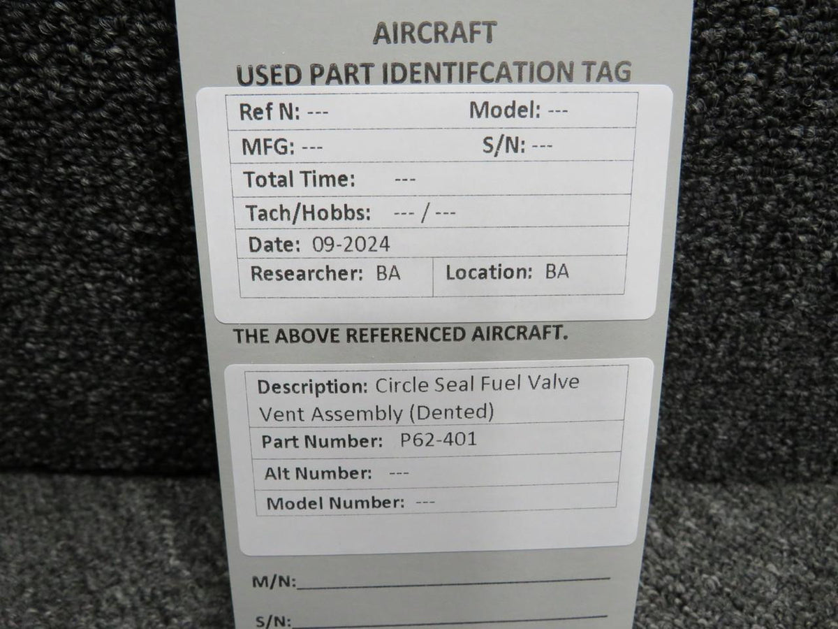 Circle Seal P62-401 Circle Seal Fuel Valve Vent Assembly (Dented)