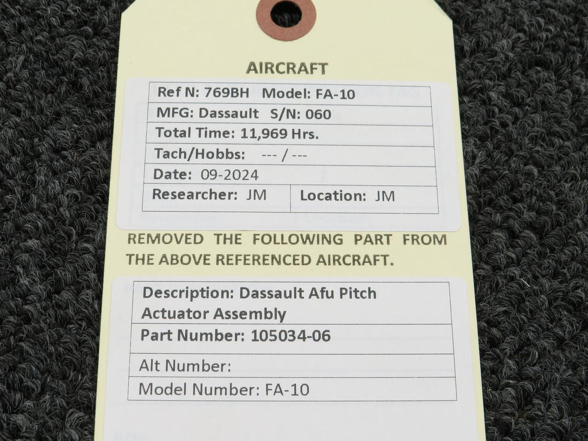 Dassault 105034-06 Dassault FA-10 Afu Pitch Actuator Assembly