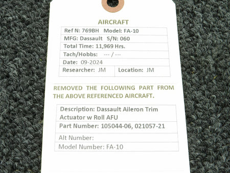 Dassault 105044-06, 021057-21 Dassault FA-10 Aileron Trim Actuator w Roll AFU