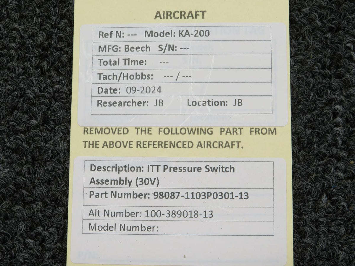 ITT 98087-1103P0301-13 (Alt: 100-389018-13) ITT Pressure Switch Assembly (30V)