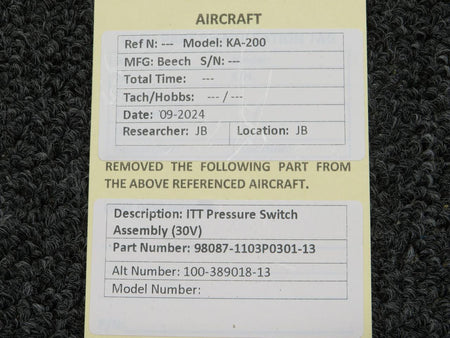 ITT 98087-1103P0301-13 (Alt: 100-389018-13) ITT Pressure Switch Assembly (30V)