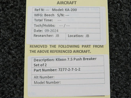 Klixon 7277-2-7-1-2 Klixon 7.5 Push Breaker Set of 2