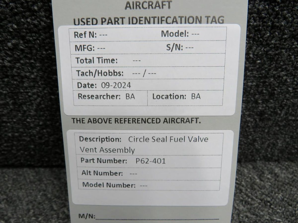Circle Seal P62-401 Circle Seal Fuel Valve Vent Assembly