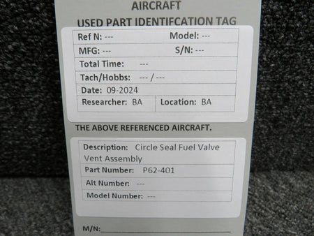Circle Seal P62-401 Circle Seal Fuel Valve Vent Assembly