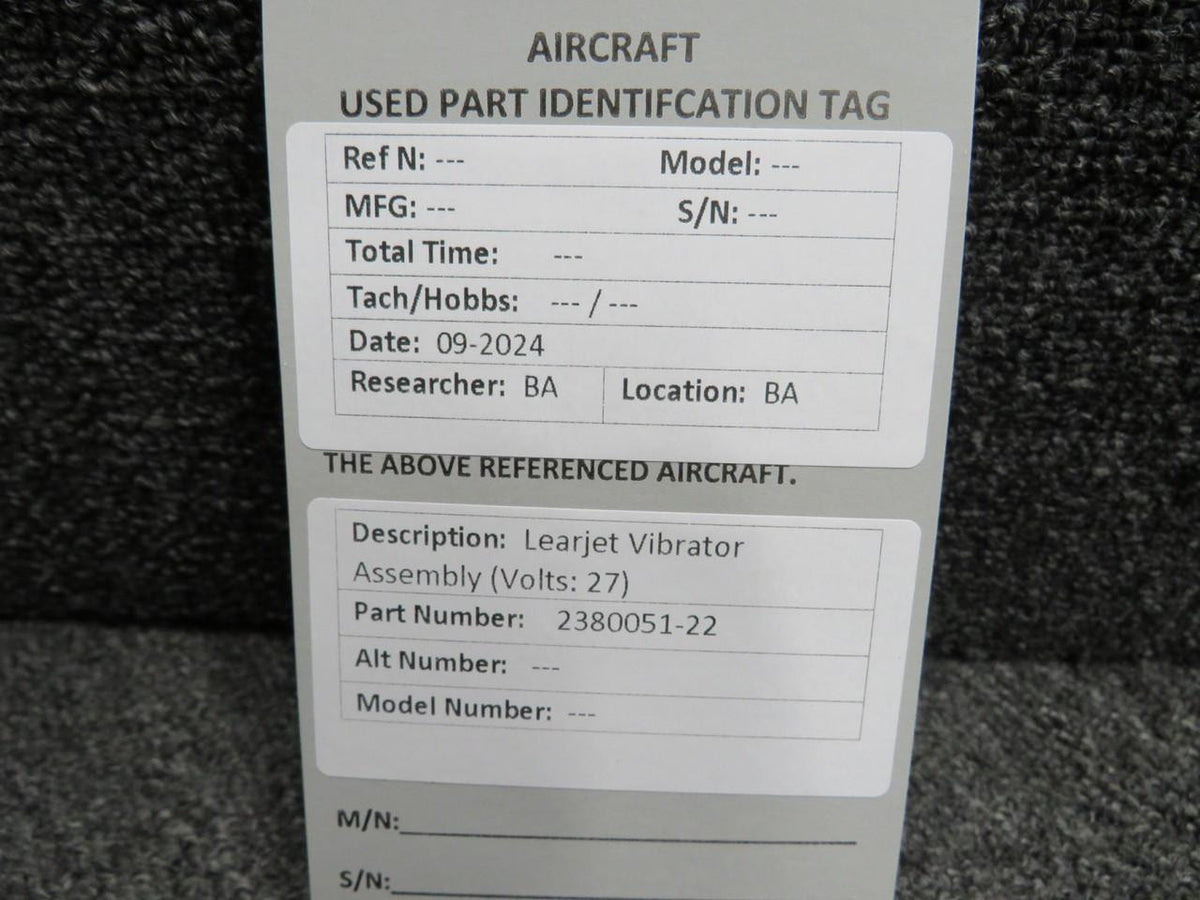 Learjet 2380051-22 Learjet Vibrator Assembly (Volts: 27)