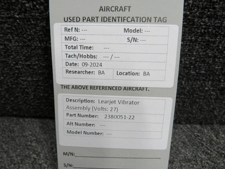 Learjet 2380051-22 Learjet Vibrator Assembly (Volts: 27)
