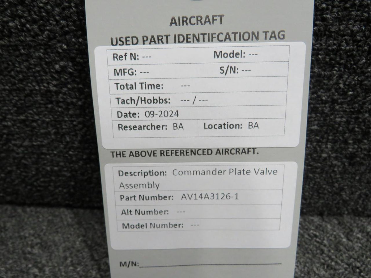 Commander AV14A3126-1 Commander Plate Valve Assembly