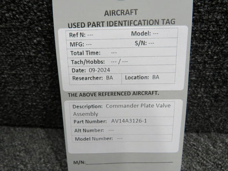 Commander AV14A3126-1 Commander Plate Valve Assembly