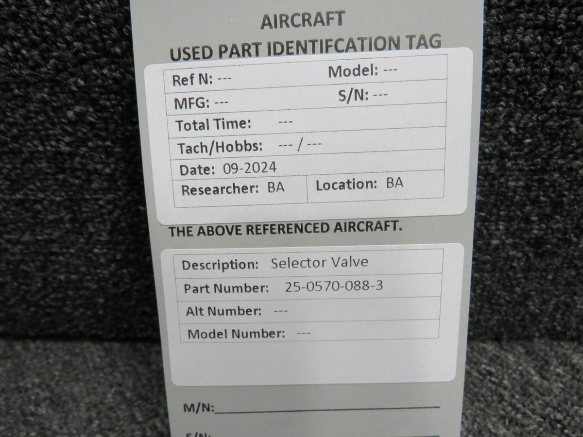 Does Not Apply 25-0570-088-3 Selector Valve