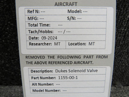 Dukes 1155-00-1 Dukes Solenoid Valve