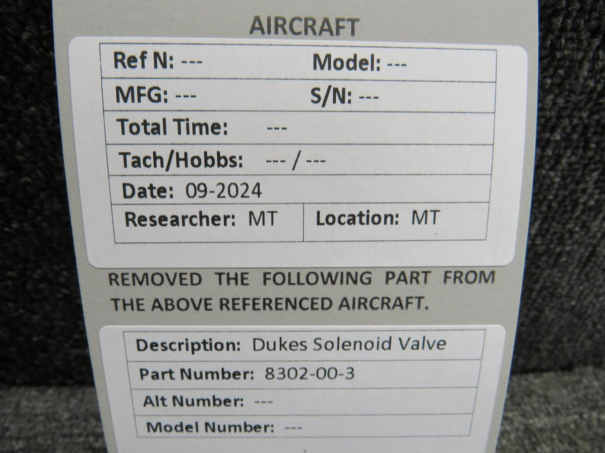 Dukes 8302-00-3 Dukes Solenoid Valve