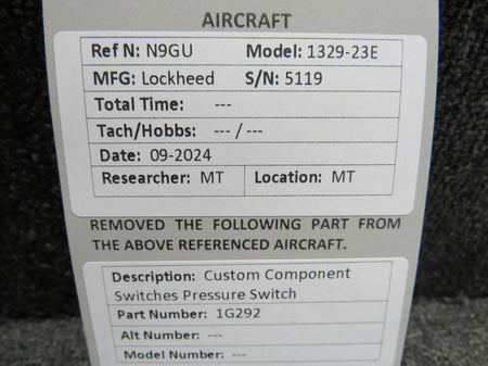 Custom Components  1G292 Custom Component Switches Pressure Switch