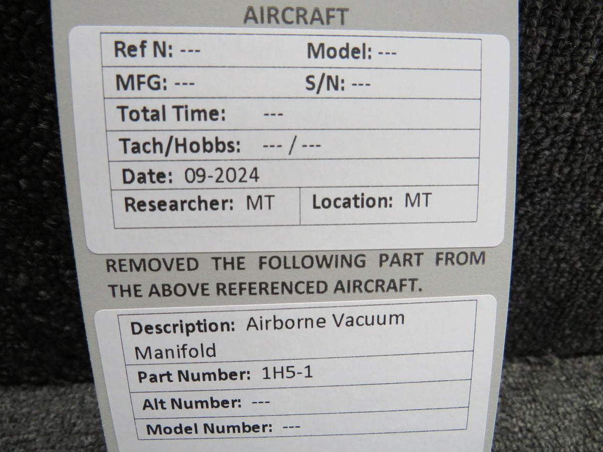 1H5-1 Airborne Vacuum Manifold