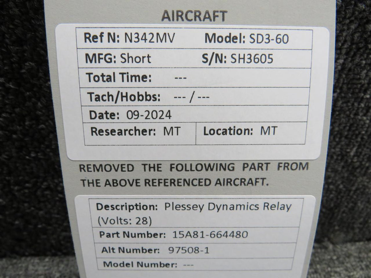 Plessey 15A81-664480 (Alt: 97508-1) Plessey Dynamics Relay (Volts: 28)