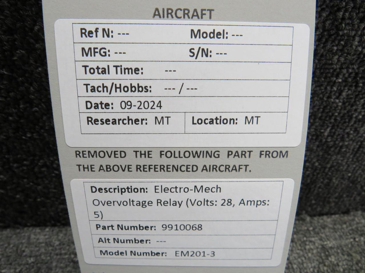 Electro-Mech 9910068 Electro-Mech EM201-3 Overvoltage Relay (Volts: 28, Amps: 5)