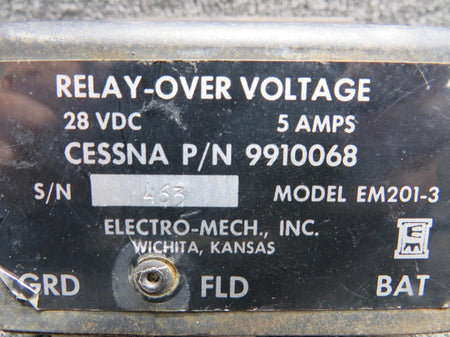 Electro-Mech 9910068 Electro-Mech EM201-3 Overvoltage Relay (Volts: 28, Amps: 5)
