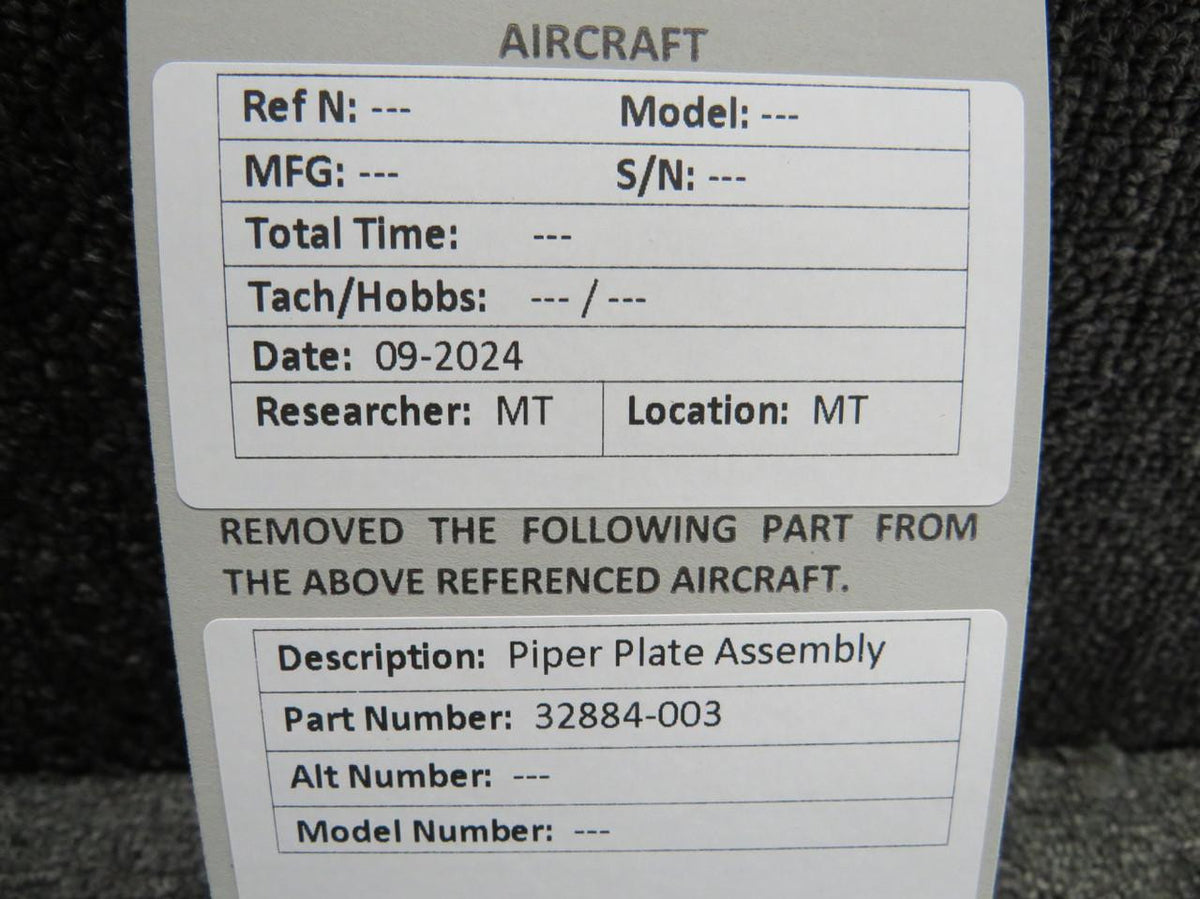 Piper Aircraft Parts 32884-003 Piper Plate Assembly