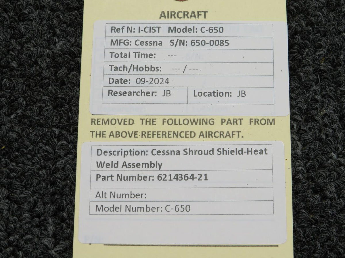 Cessna Aircraft Parts 6214364-21 Cessna Citation 650 Shroud Shield-Heat Weld Assembly