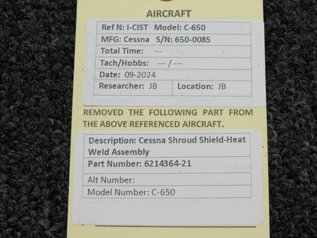 Cessna Aircraft Parts 6214364-21 Cessna Citation 650 Shroud Shield-Heat Weld Assembly