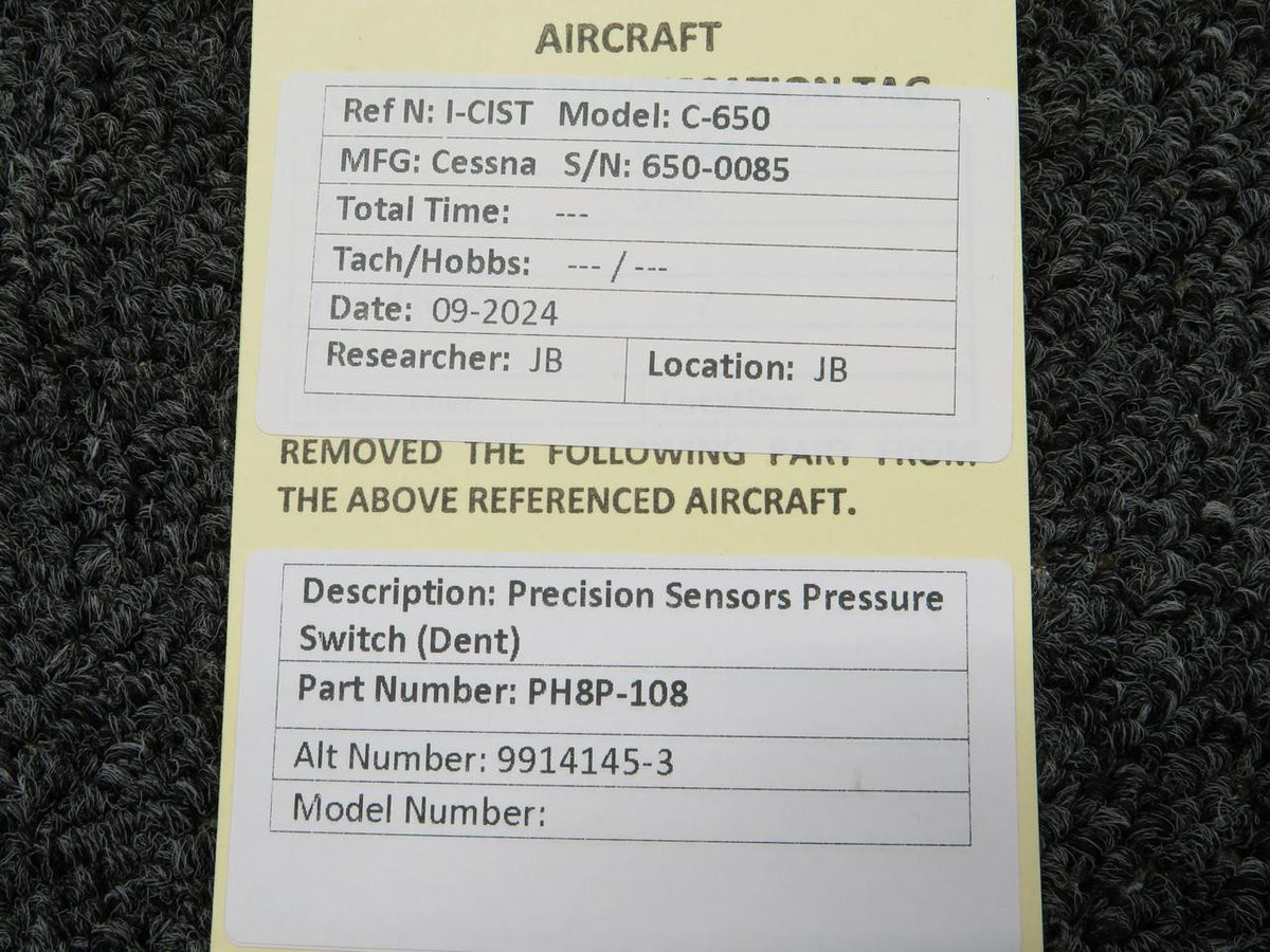 Precision Sensors PH8P-108 (Use: 9914145-3) Precision Sensors Pressure Switch (Dent)