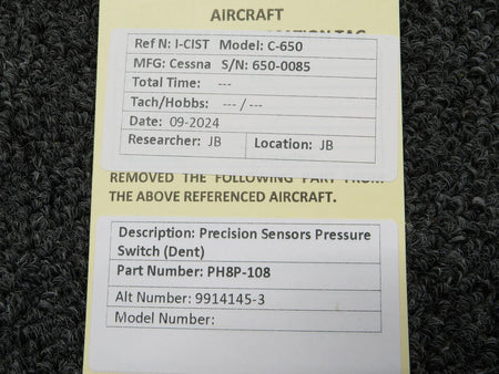 Precision Sensors PH8P-108 (Use: 9914145-3) Precision Sensors Pressure Switch (Dent)