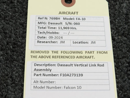 Dassault Falcon F10A273139 Dassault Falcon 10 Vertical Link Rod Assembly