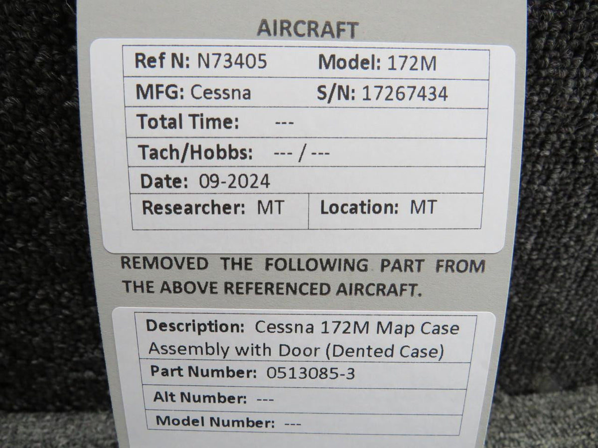 Cessna Aircraft Parts 0513085-3 Cessna 172M Map Case Assembly with Door (Dented Case)