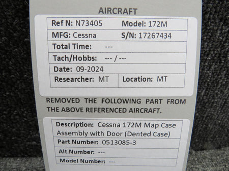Cessna Aircraft Parts 0513085-3 Cessna 172M Map Case Assembly with Door (Dented Case)