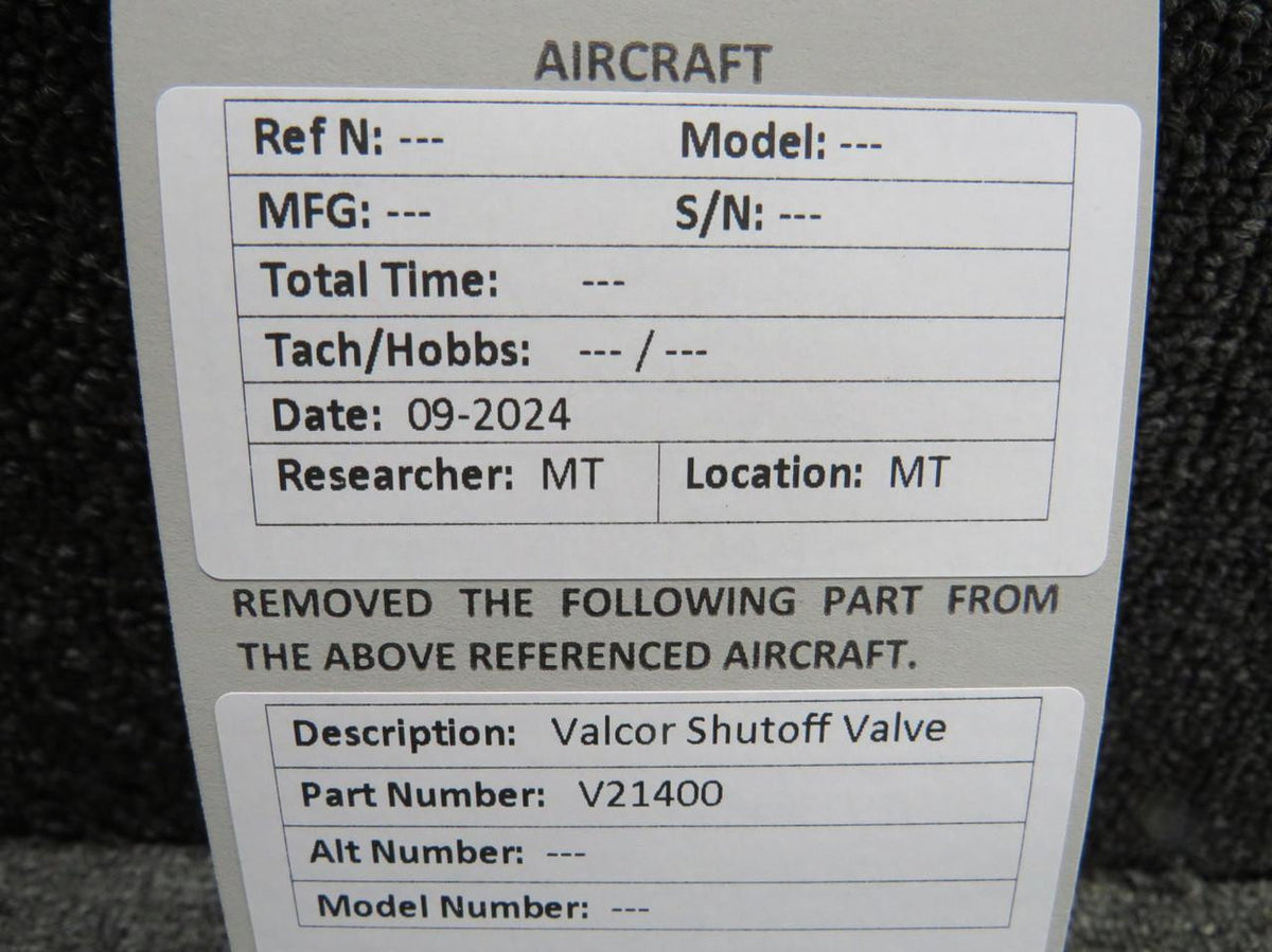 Valcor V21400 Valcor Shutoff Valve