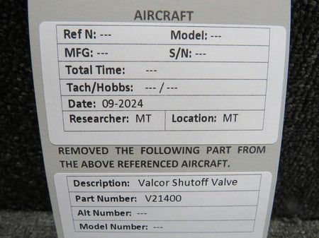 Valcor V21400 Valcor Shutoff Valve