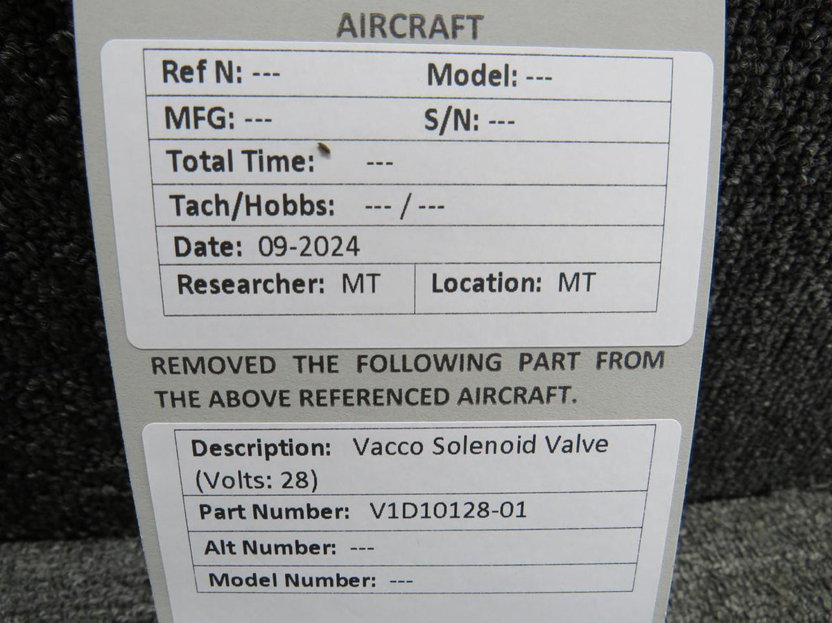 Vacco V1D10128-01 Vacco Solenoid Valve (Volts: 28)