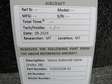 Vacco V1D10128-01 Vacco Solenoid Valve (Volts: 28)