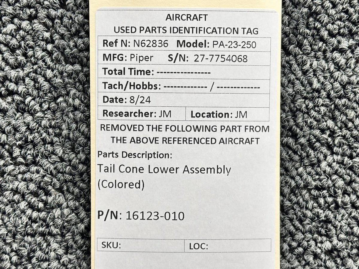 Piper Aircraft Parts 16123-010 Piper PA23 Tail Cone Lower Assembly (Colored)