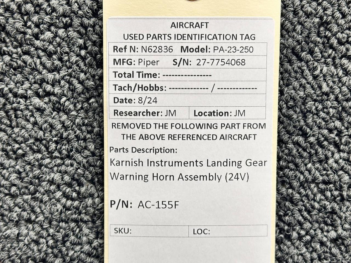 Karnish AC-155F Karnish Instruments Landing Gear Warning Horn Assembly (24V)