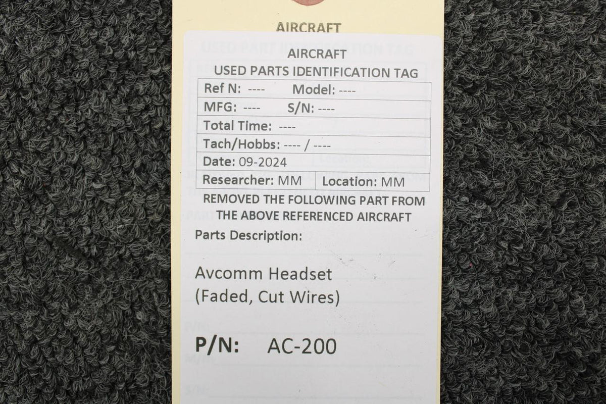 Avcomm AC-200 Avcomm Headset (Faded, Cut Wires)