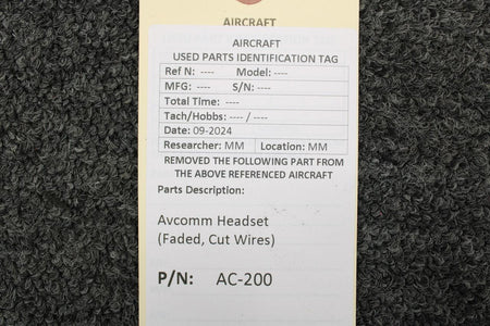 Avcomm AC-200 Avcomm Headset (Faded, Cut Wires)
