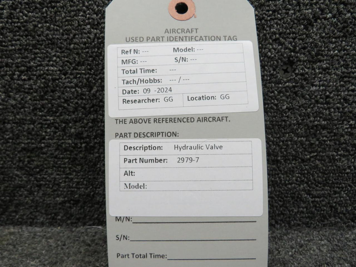 Does Not Apply 2979-7 Hydraulic Valve