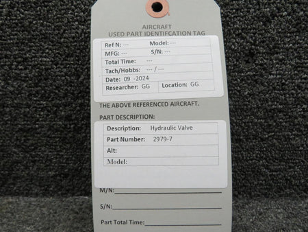Does Not Apply 2979-7 Hydraulic Valve
